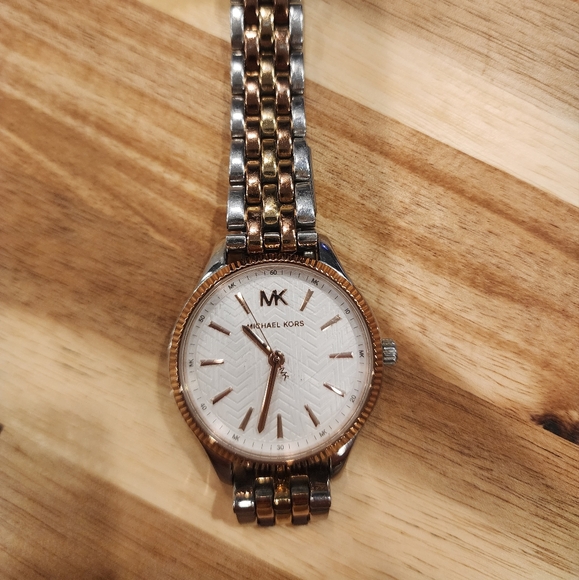 Michael Kors rose gold and silver women\'s watch